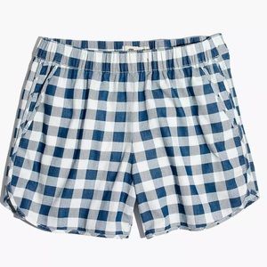 Madewell gingham blue and white pull on shorts